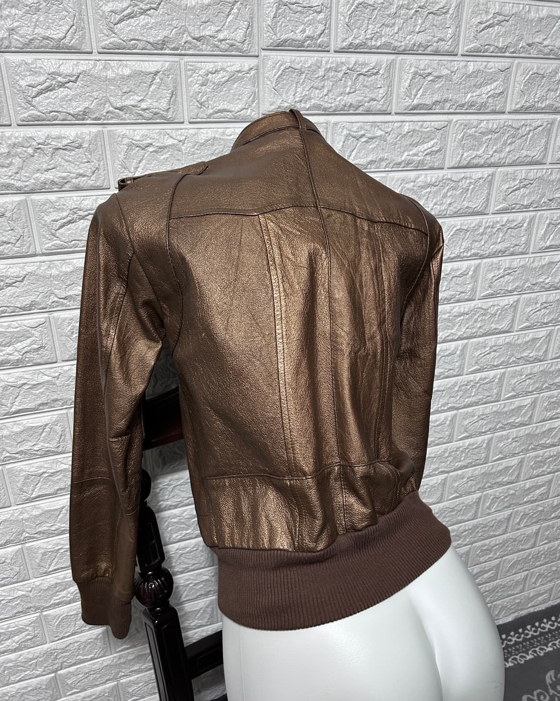 Members Only Brown metallic Leather Jk 상품이미지5