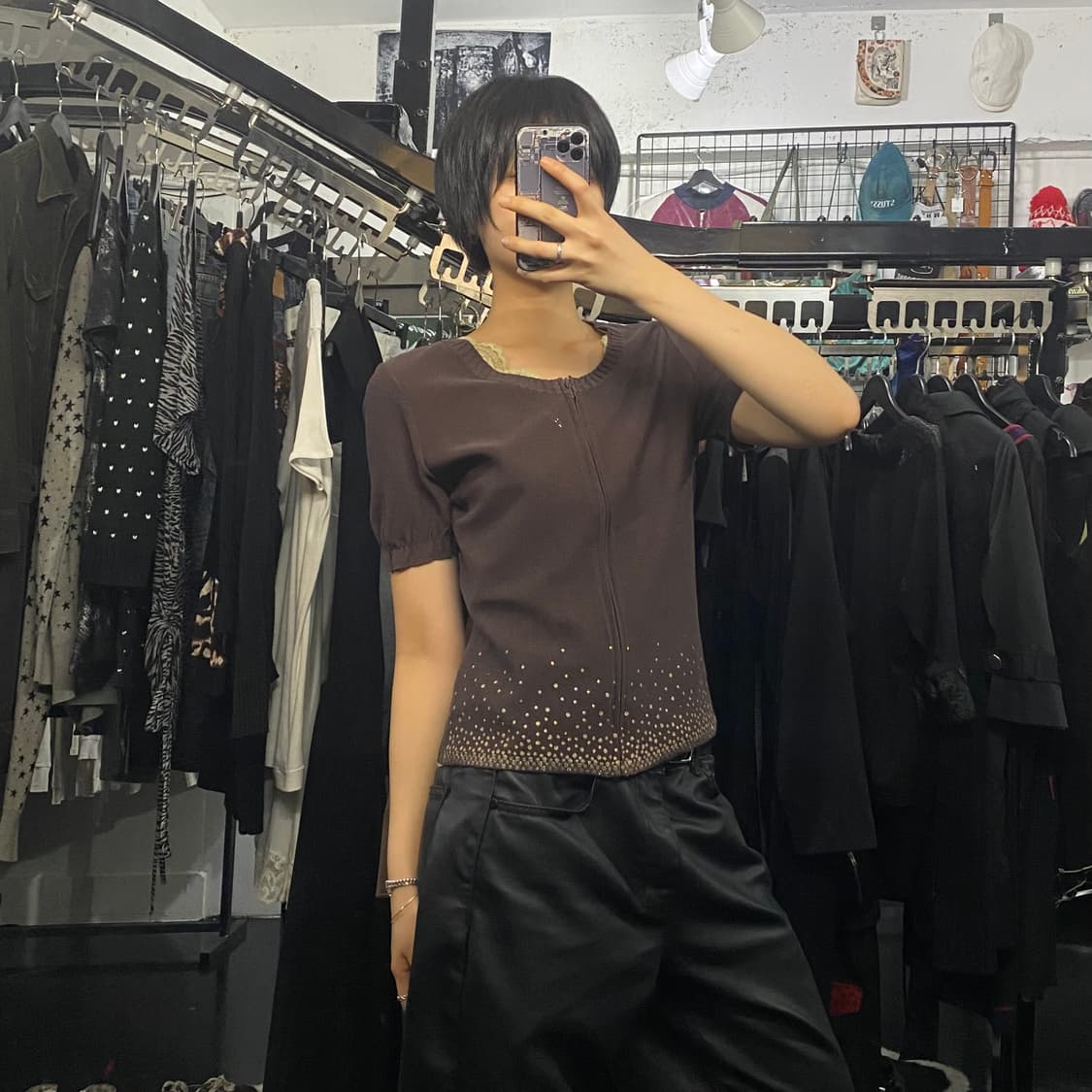 Sonia Rykiel 글리터 도트 디테일 니트 반팔 집업 상품이미지7