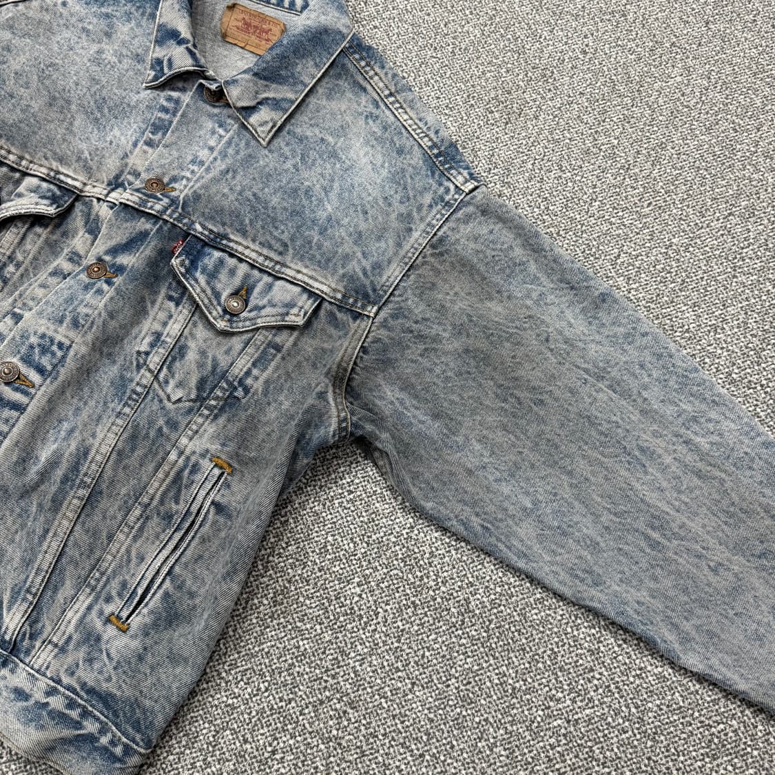 M 리바이스80s levis 빈티지 에시드 워싱 트러커 데님 청자켓 상품이미지4