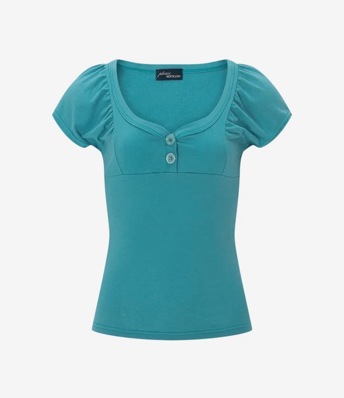 Sia Button Shirring Short Sleeve Top  상품이미지1