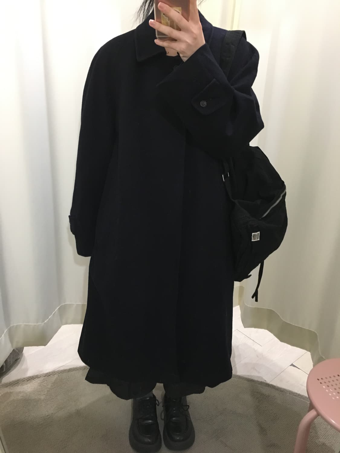 다크네이비 캐시미어 롱코트 상품이미지5