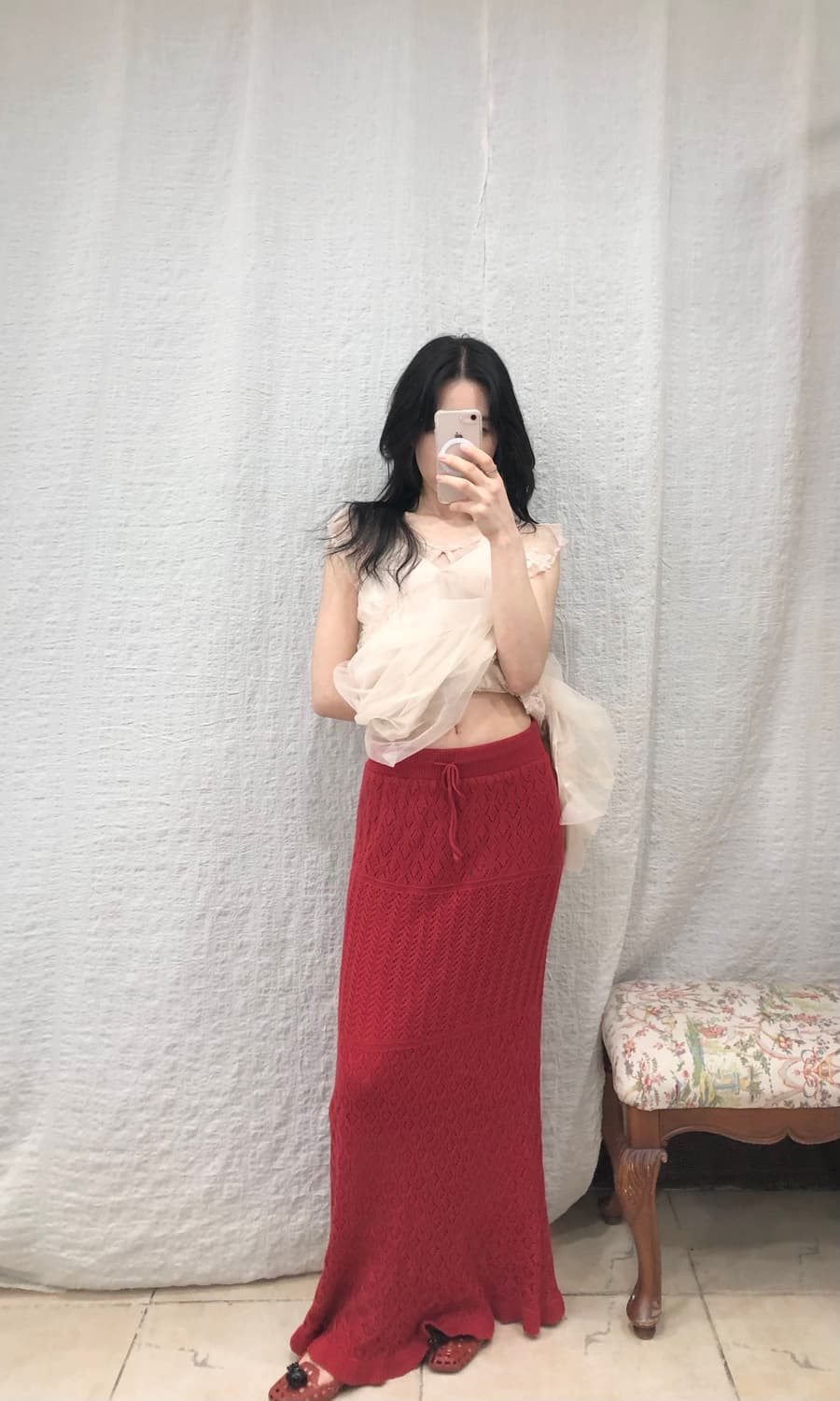 red knit maxi skirt 상품이미지2