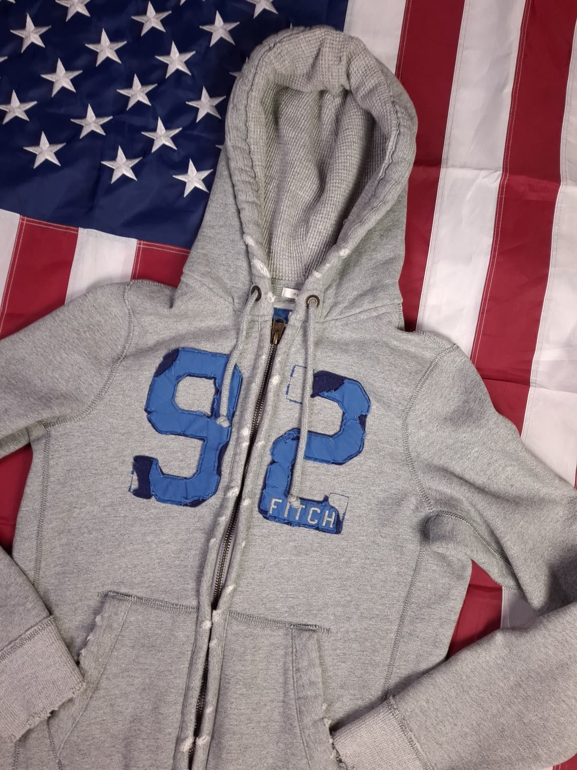 오리지날 아베크롬비 넘버 92 패치 데미지 빈티지 후드집업 상품이미지2