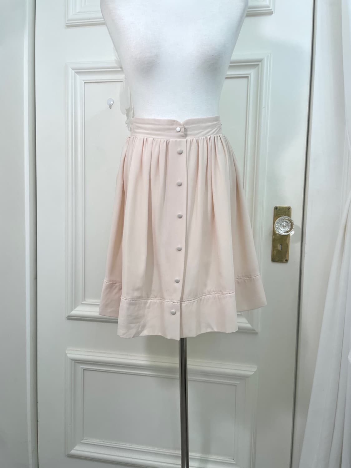 sheer coral shirring button midi skirt 상품이미지5