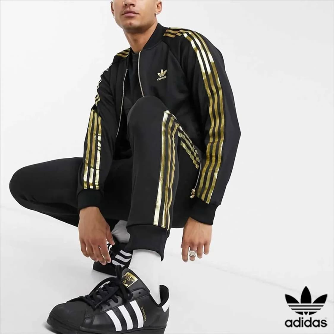 아디다스 금장 블랙/골드 트랙 수트 세트 상품이미지1