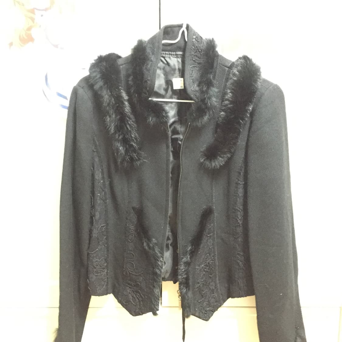 블랙 레이스 폭스 퍼, 털 자켓 상품이미지1
