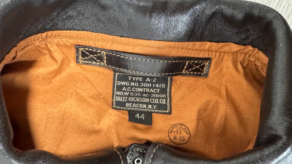 버즈릭슨 A-2 에어로레더사 레드립 44사이즈 상품이미지3