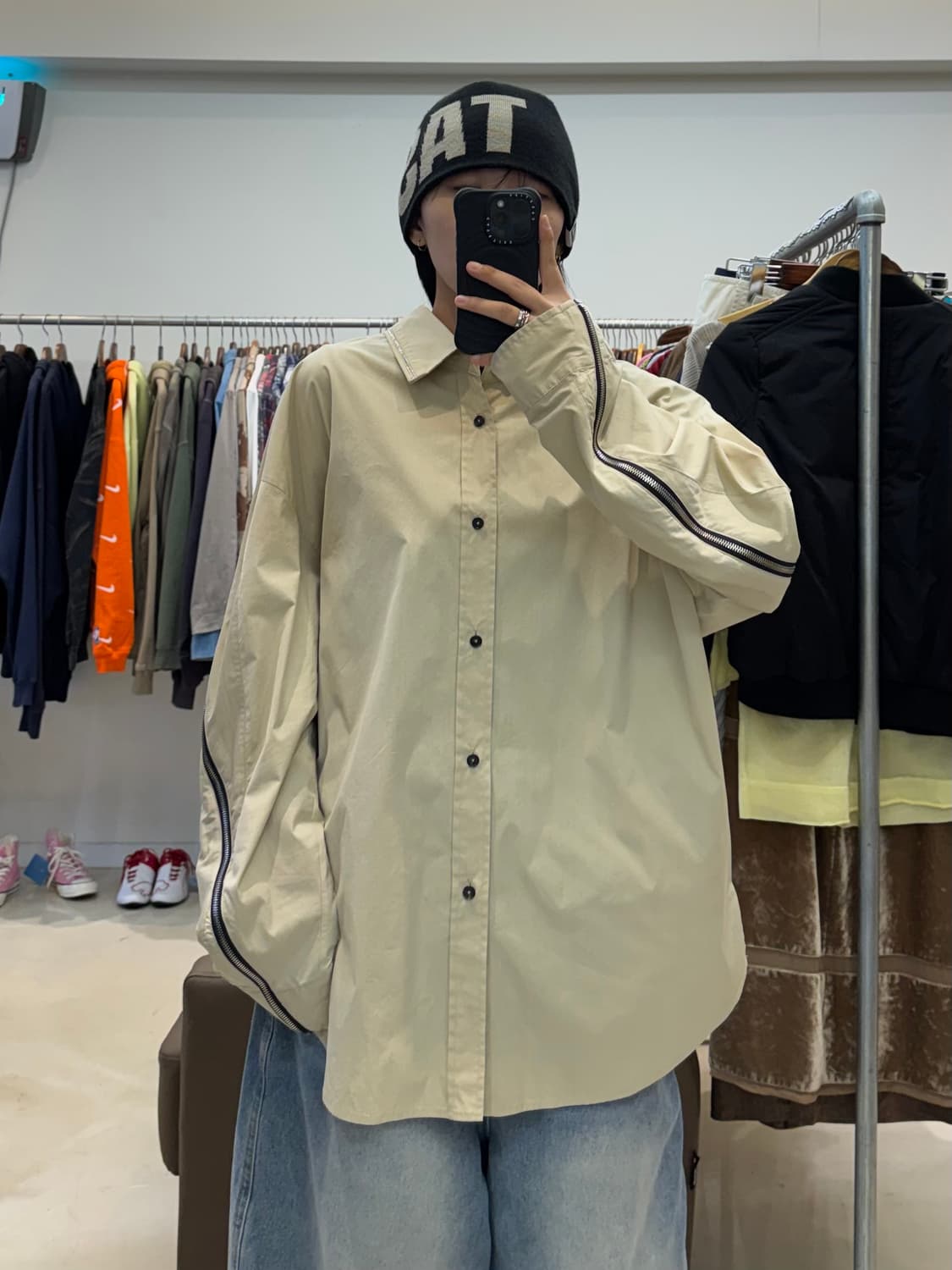 시스템 옴므 베이지 오버핏 셔츠 상품이미지5