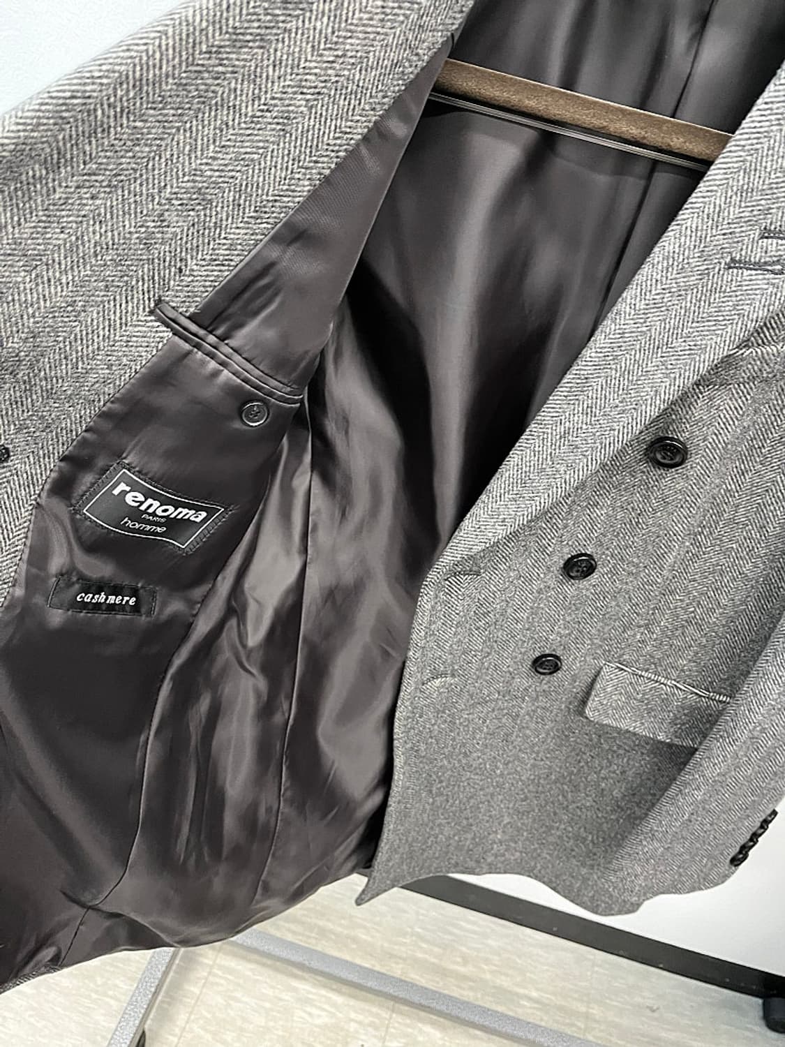 95) 레노마 헤링본 캐시미어 코트  상품이미지6