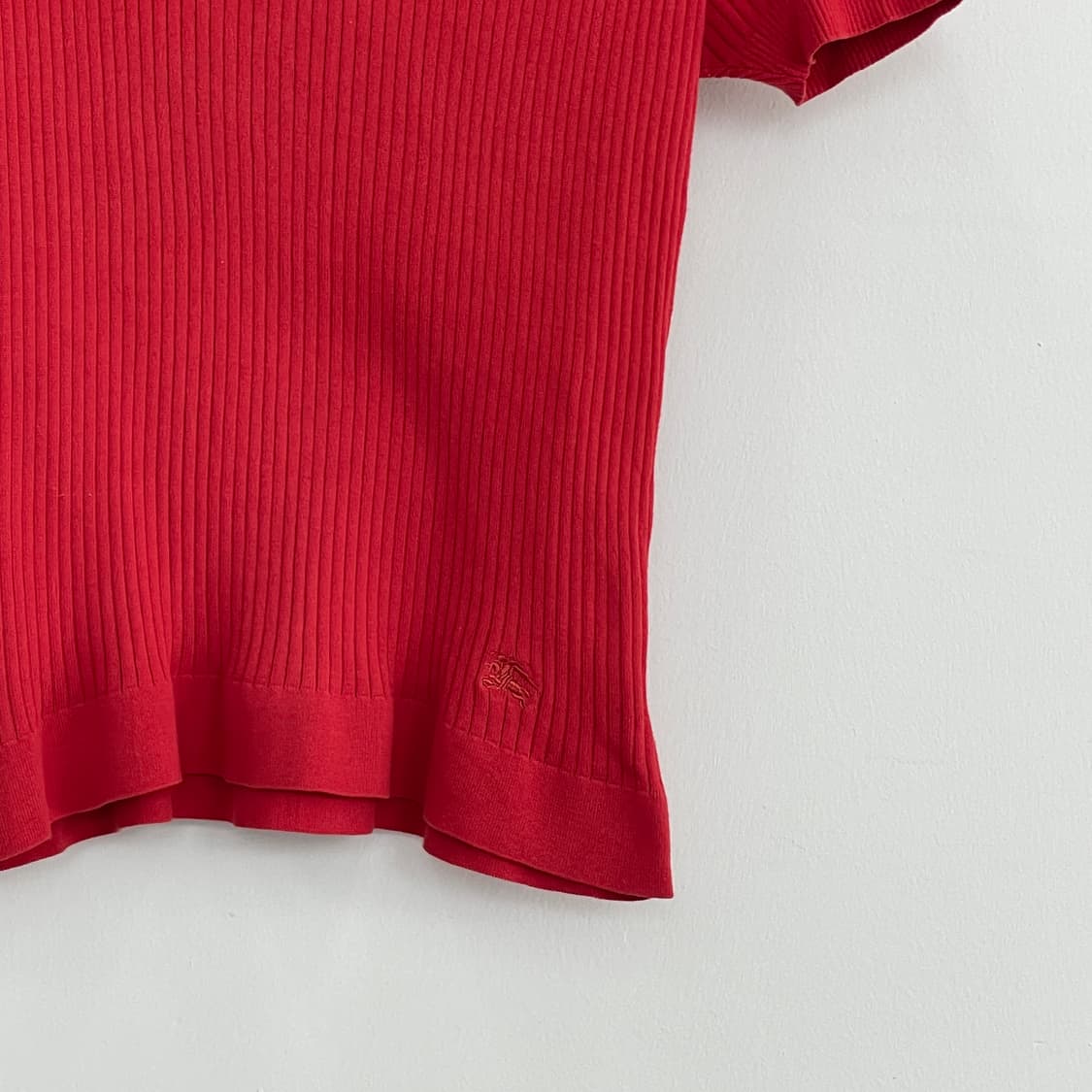 버버리 레드 골지 반팔 티셔츠 상품이미지4