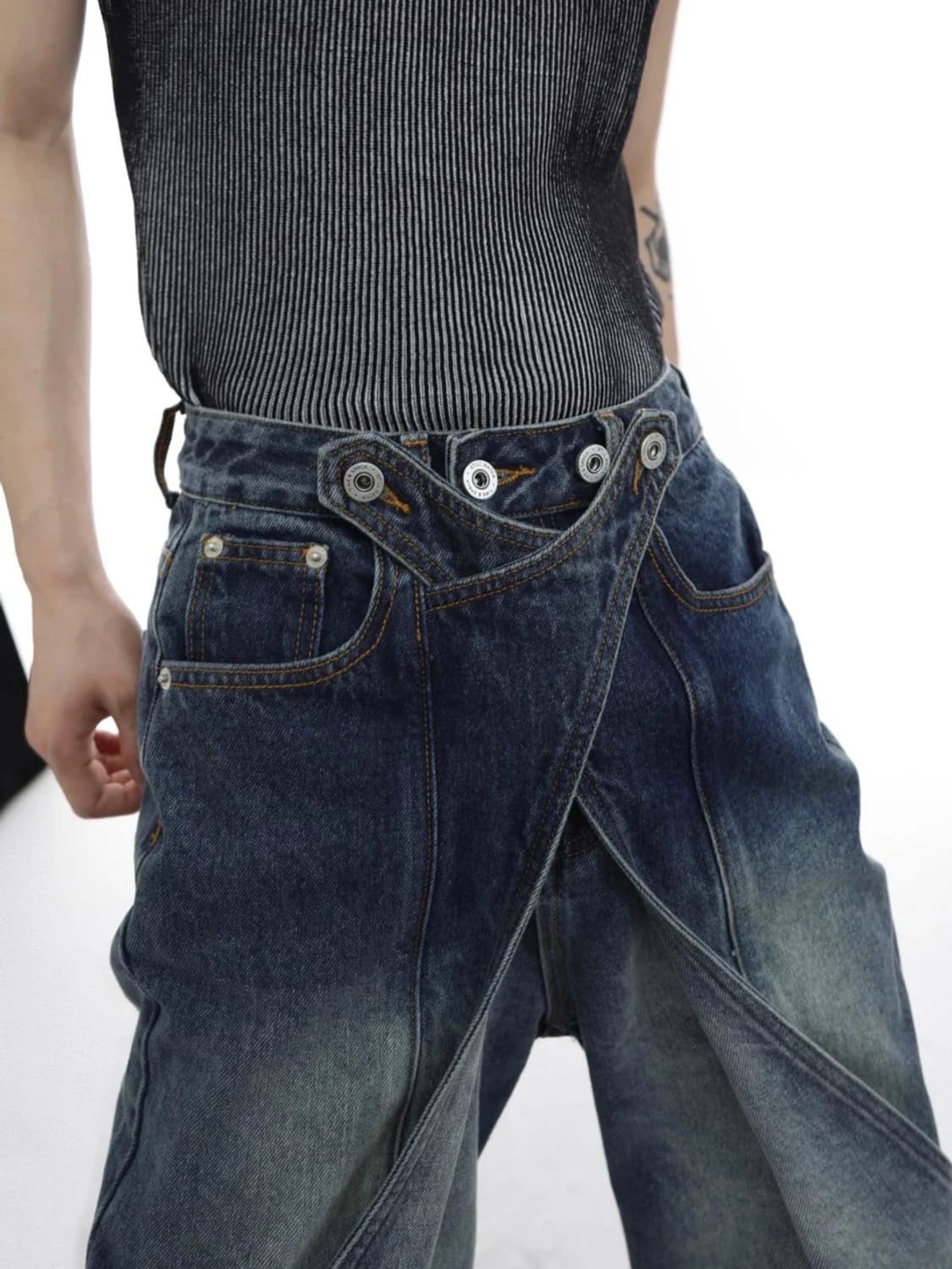 wide-leg Layerd Denim jean 상품이미지2