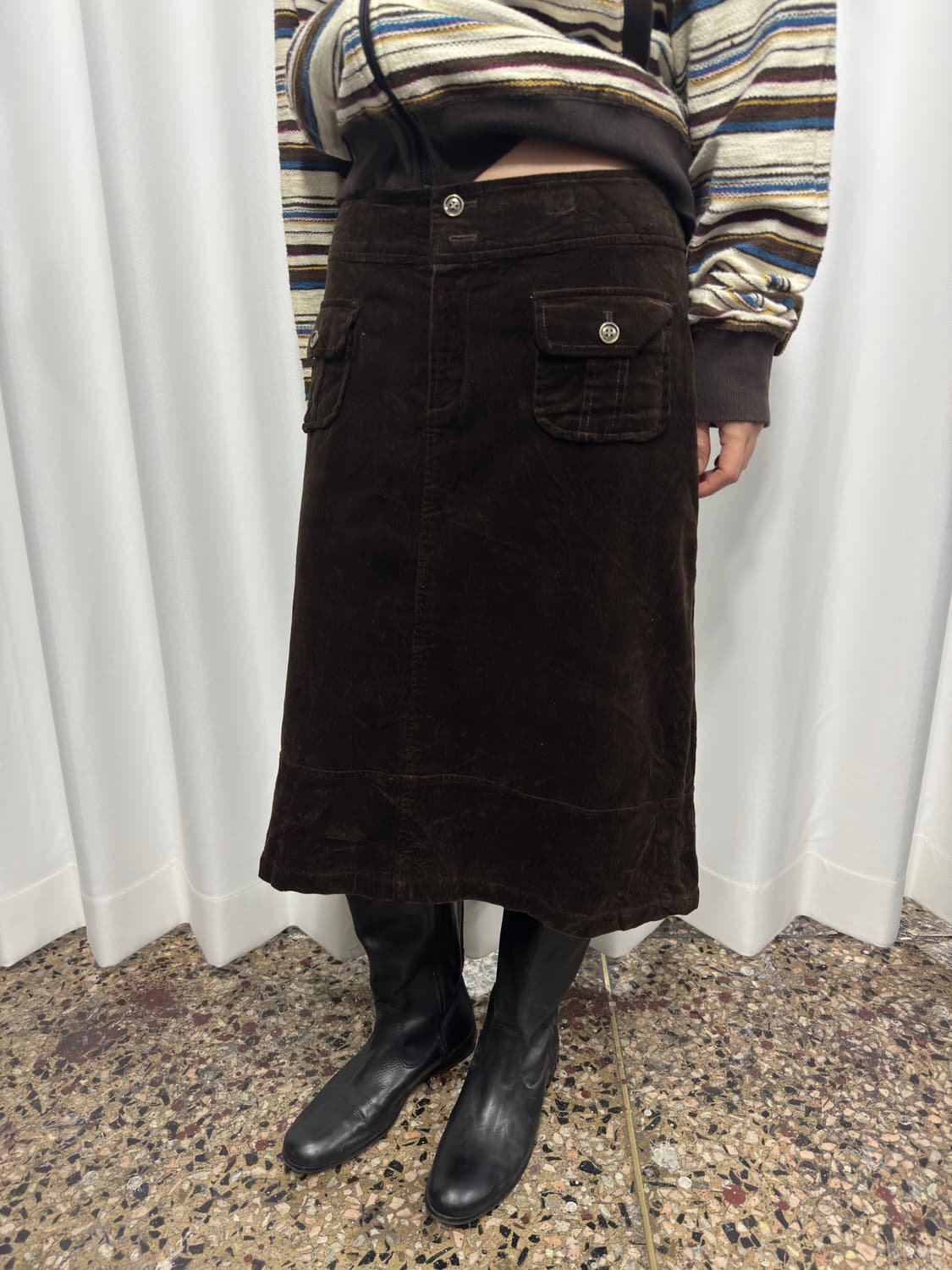 hushhush brown corduroy pocket skirt 상품이미지1