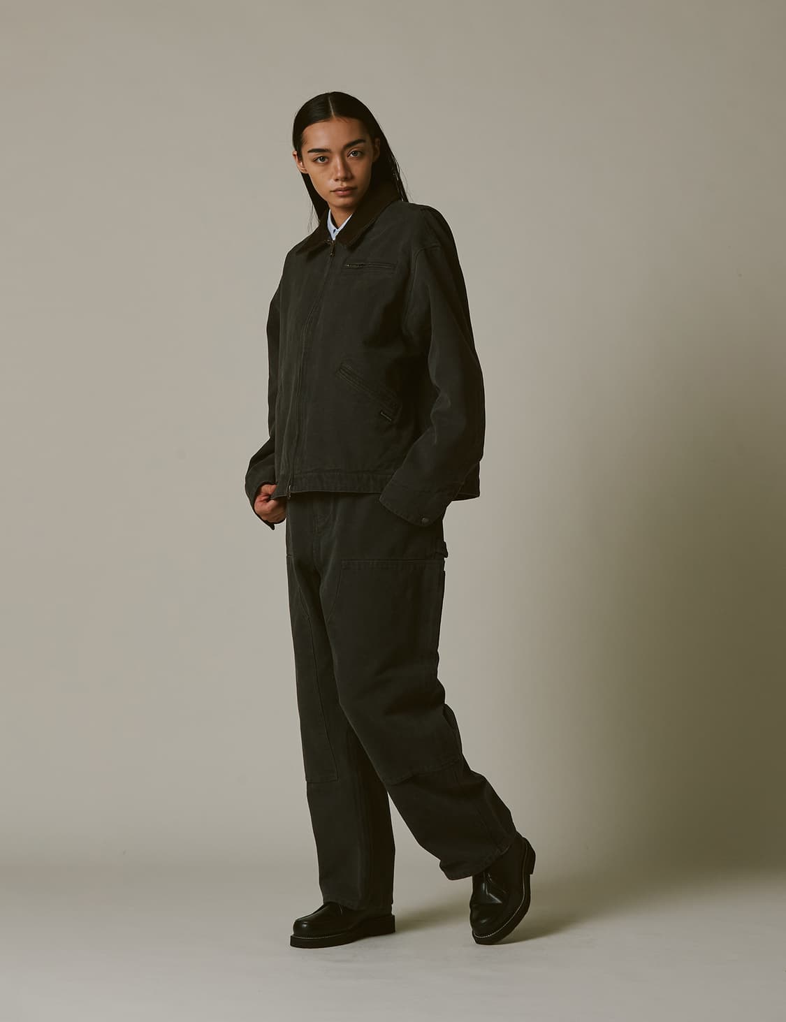 네이머클로딩 하드 페이드 더블니 워크웨어 팬츠 차콜 L 상품이미지2