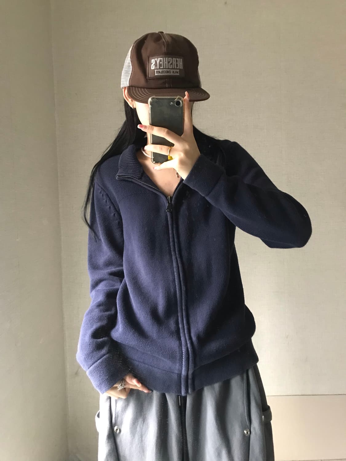 켈빈클라인 네이비 니트집업 상품이미지1
