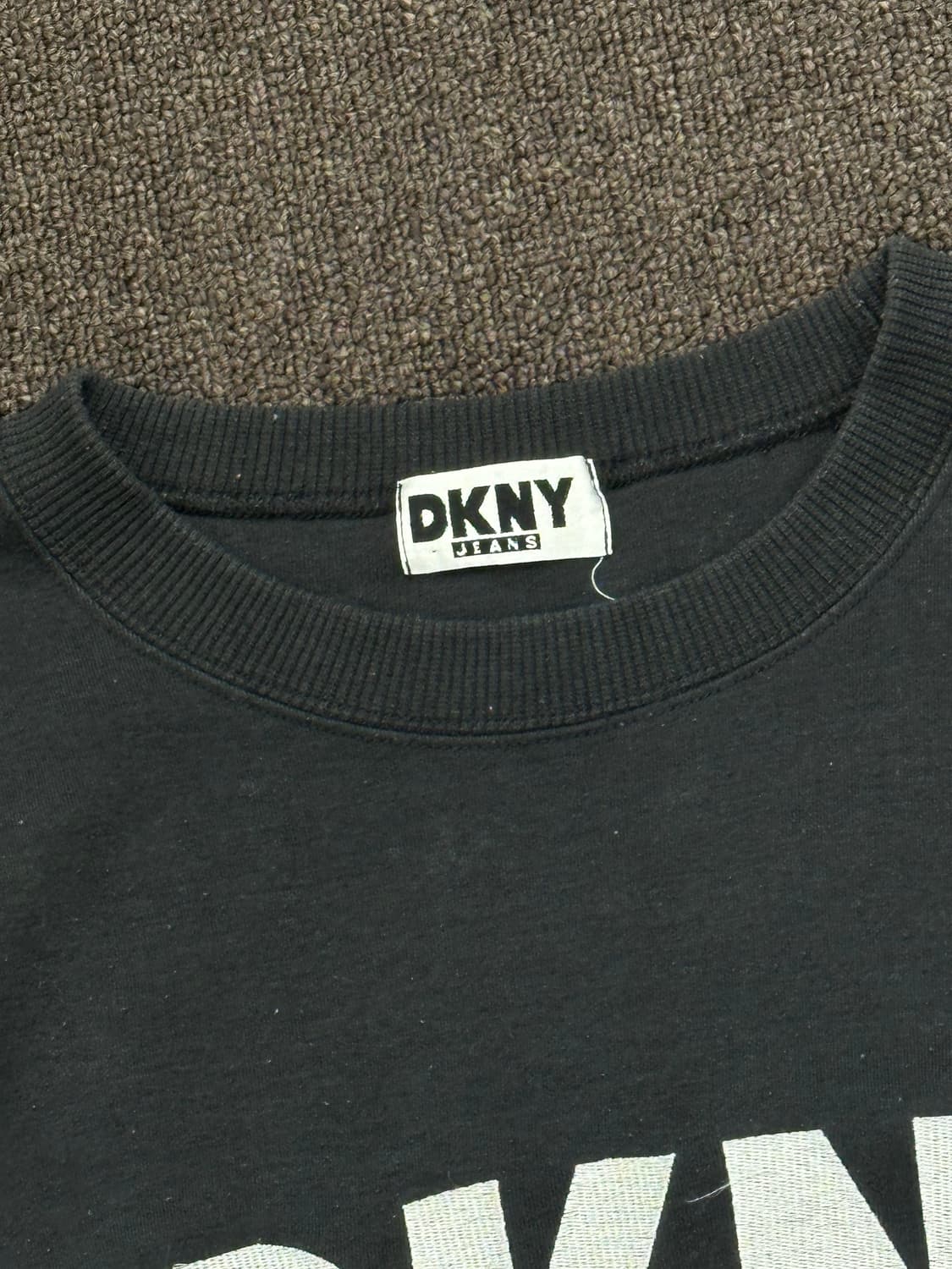 OS)DKNY vintage 빅로고 자수 블랙 스웻셔츠 상품이미지3