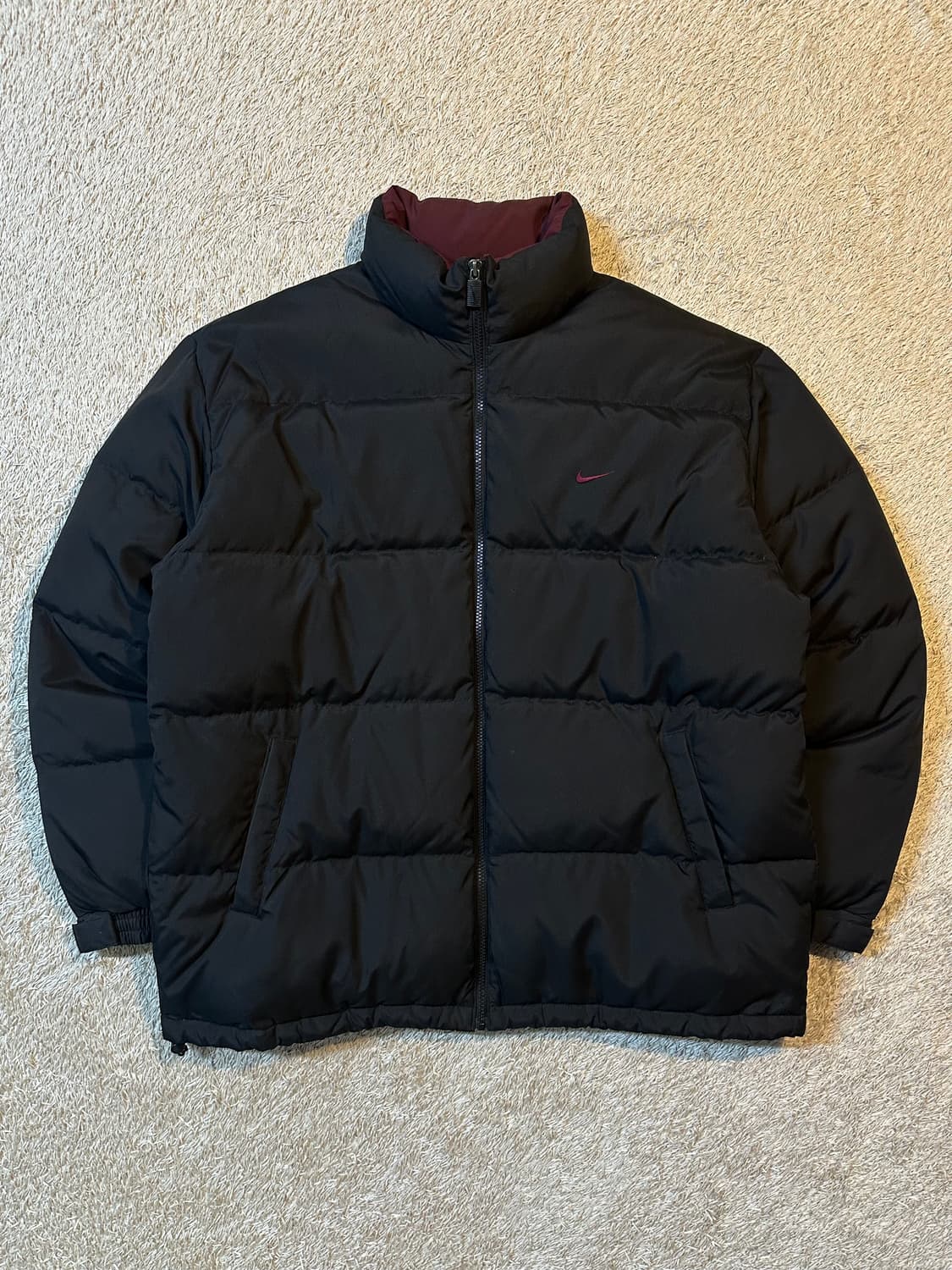 희귀) 00's 나이키 올드스쿨 스우시 뉴챔프 패딩 블랙버건디 2XL 상품이미지1