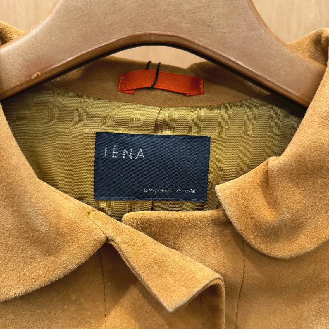 이에나 고트 스웨이드 레더 크롭 자켓 라운드 카라 디테일 카멜 브라운 상품이미지6