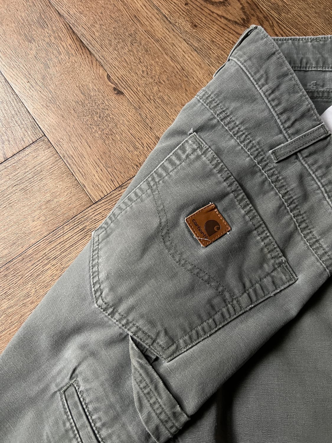 [36]칼하트 USA 모스그린 라이트캔버스 싱글니 워크팬츠 상품이미지5