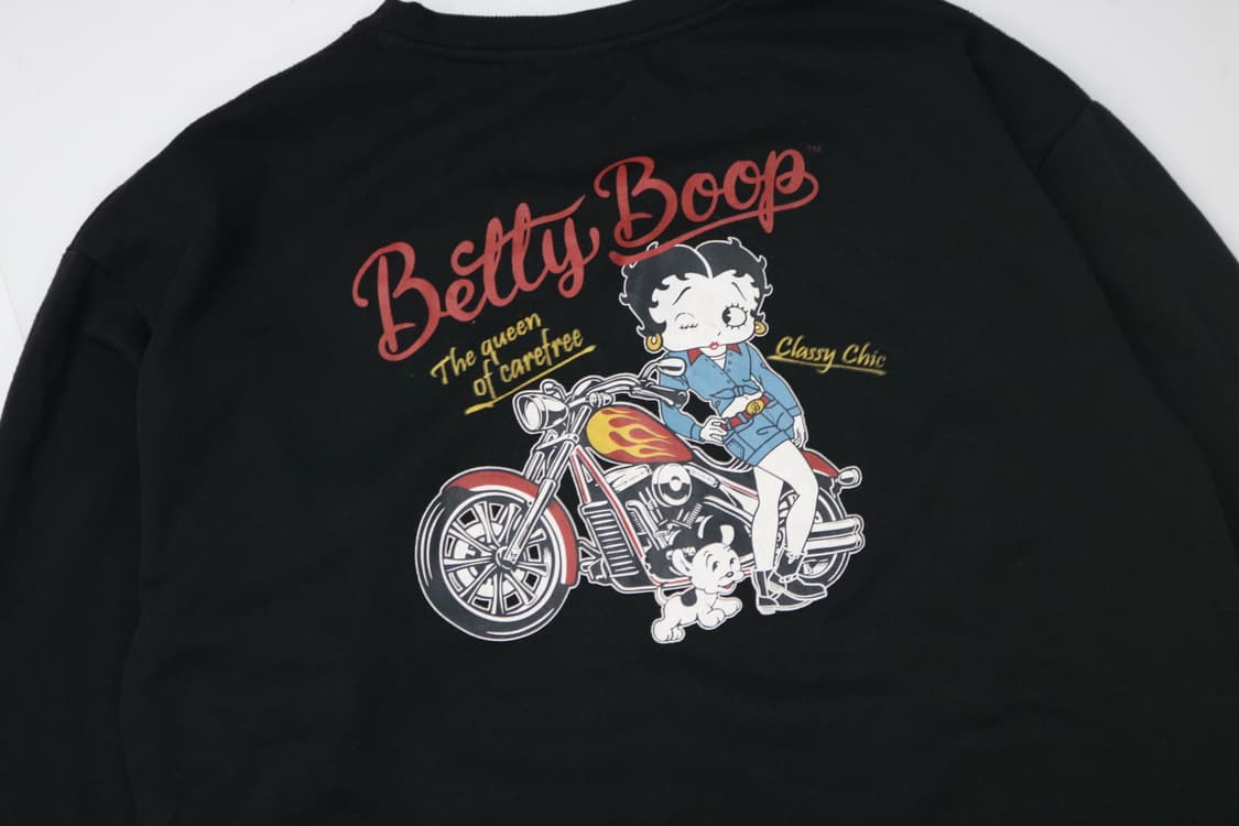 베티 붑(Betty Boop) 바이크 그래픽 빈티지 맨투맨 (L) 상품이미지3