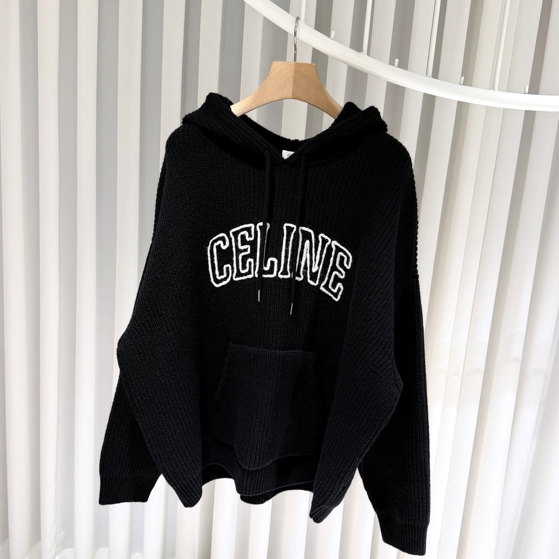 (S+/L) / 셀린느 리브드 울 니트 후드 블랙 상품이미지2