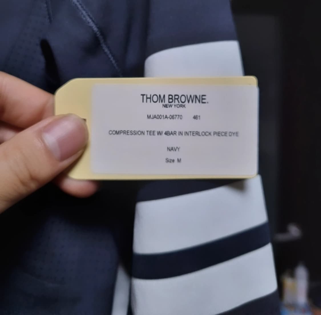 톰브라운 네이비 나일론 사선완장 기능성티 상품이미지2