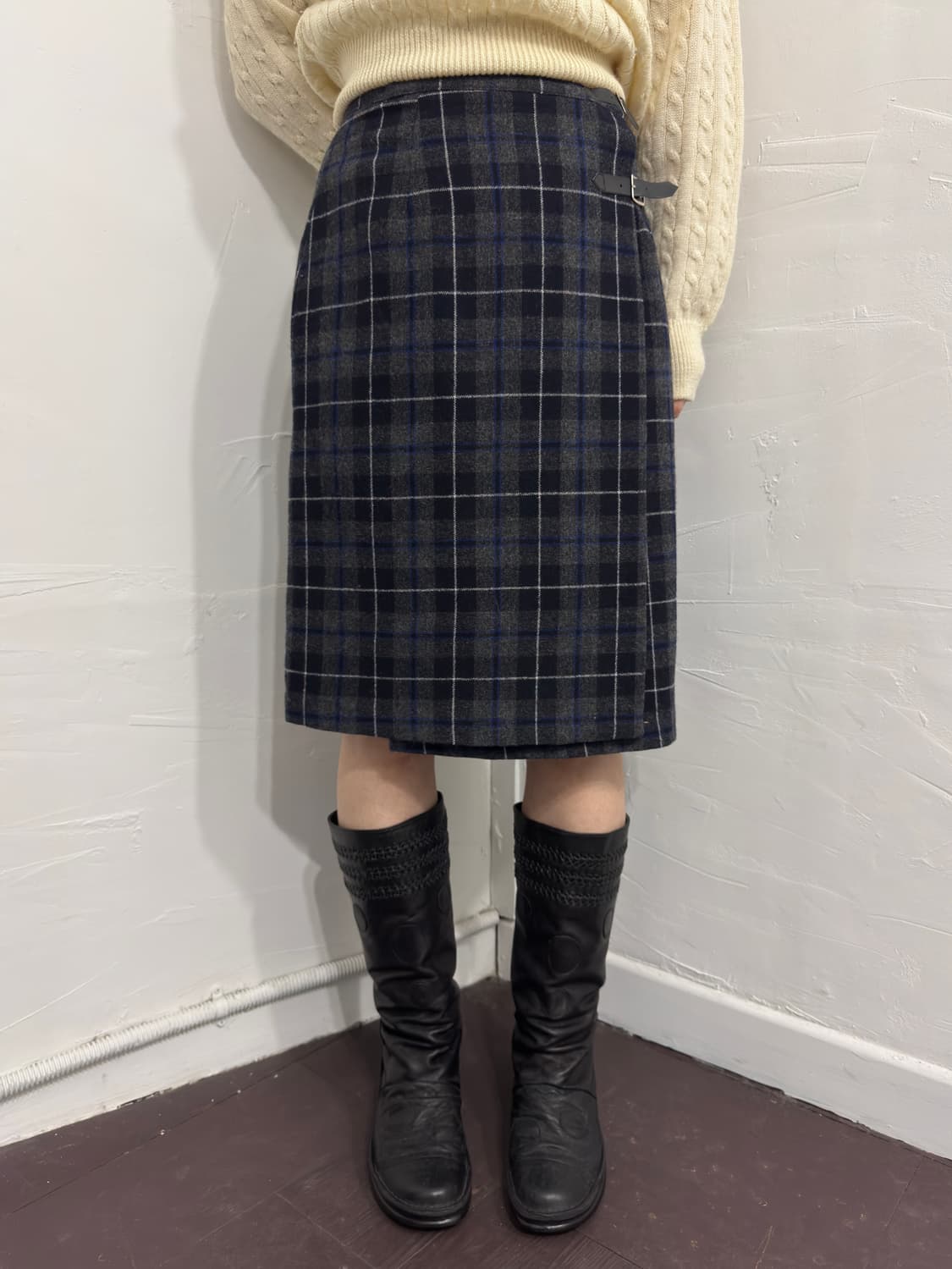 check buckle midi skirt 상품이미지4