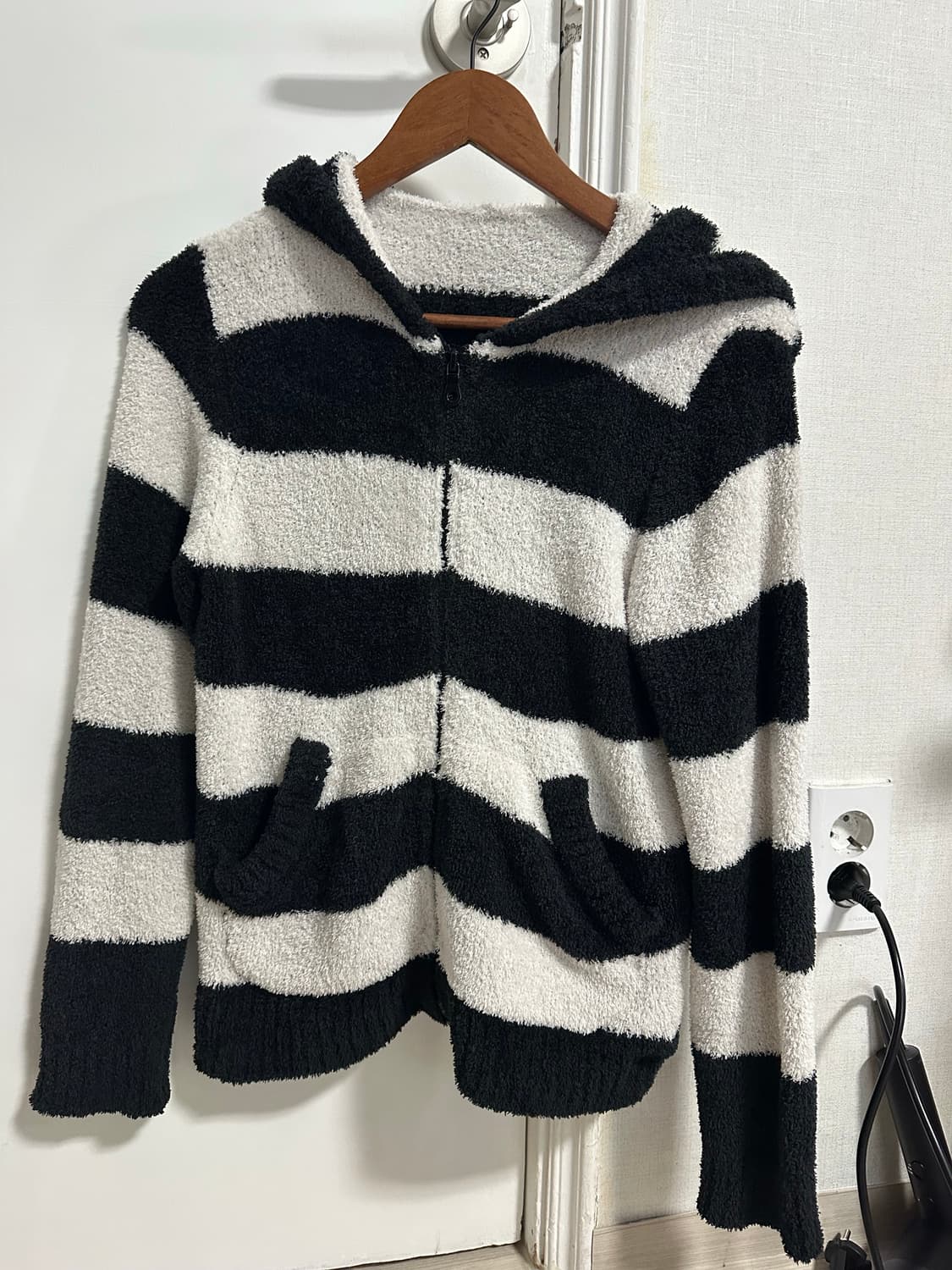 빈티지 플리스 스트라이프 후드집업 상품이미지1