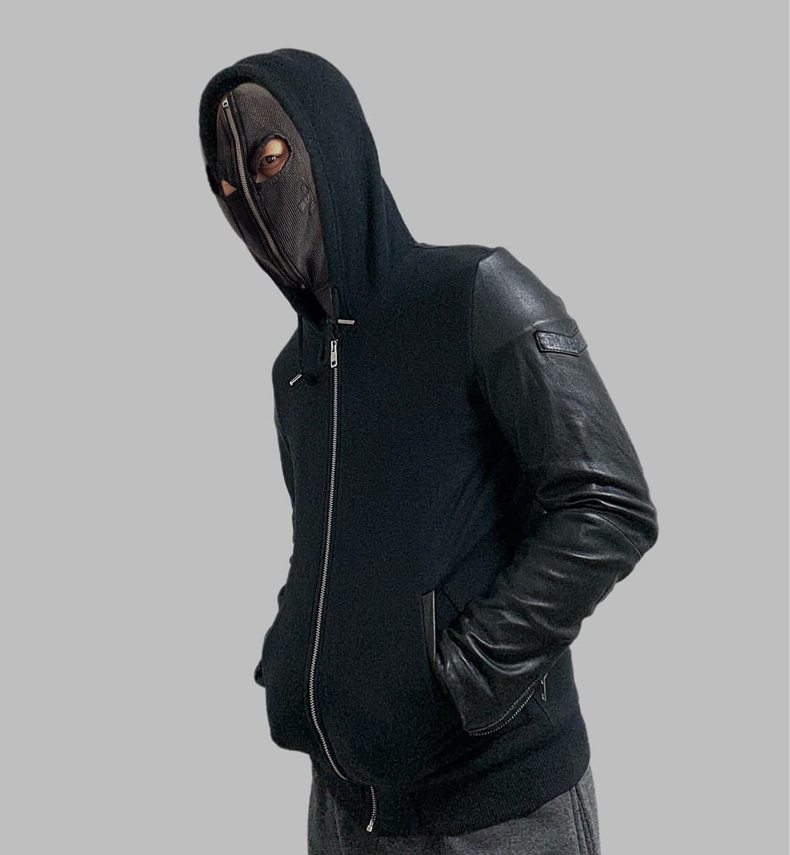 디젤 램스킨 바이커자켓 소매 후드집업 상품이미지1