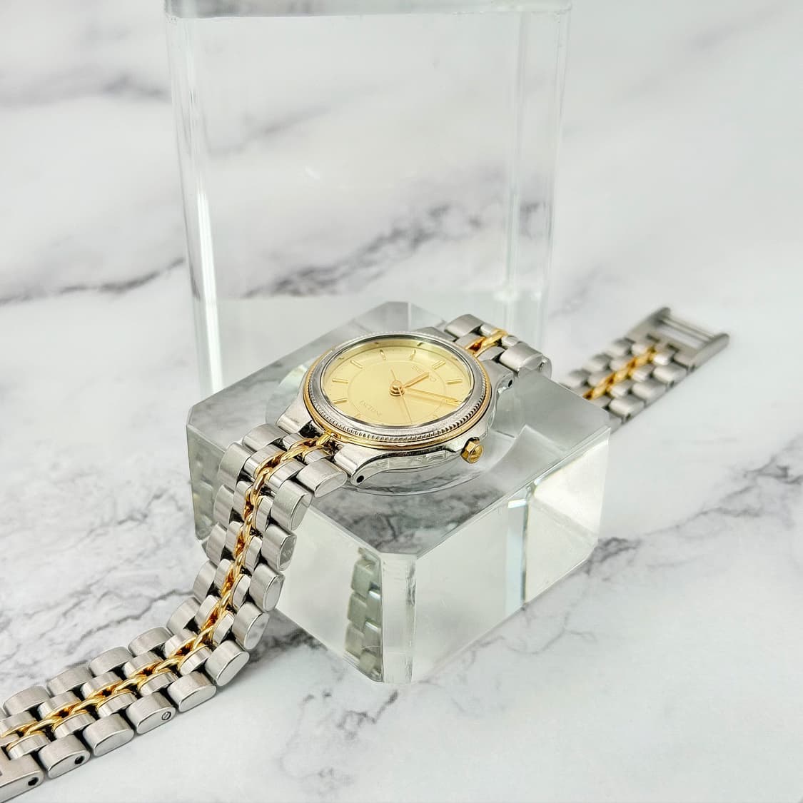 90s00s 빈티지 세이코 엑설린 투톤 콤비 드레스 워치 상품이미지2