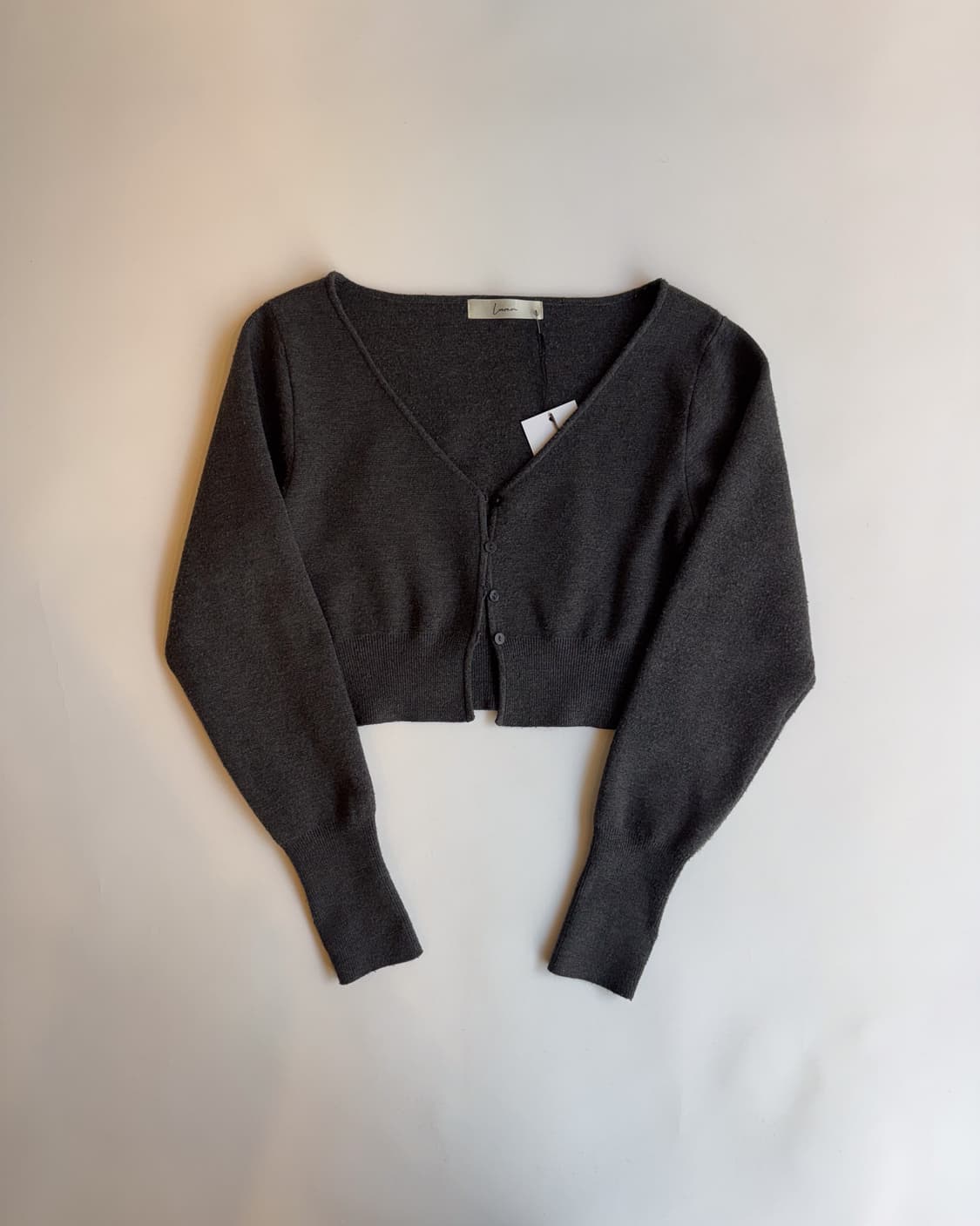 Charcoal Cropped Thumbhole Cardigan 상품이미지1