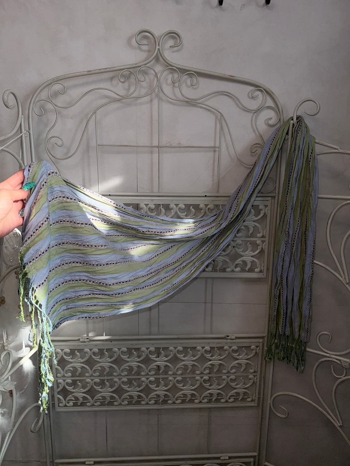 Purple green stitch stripe scarf 상품이미지2