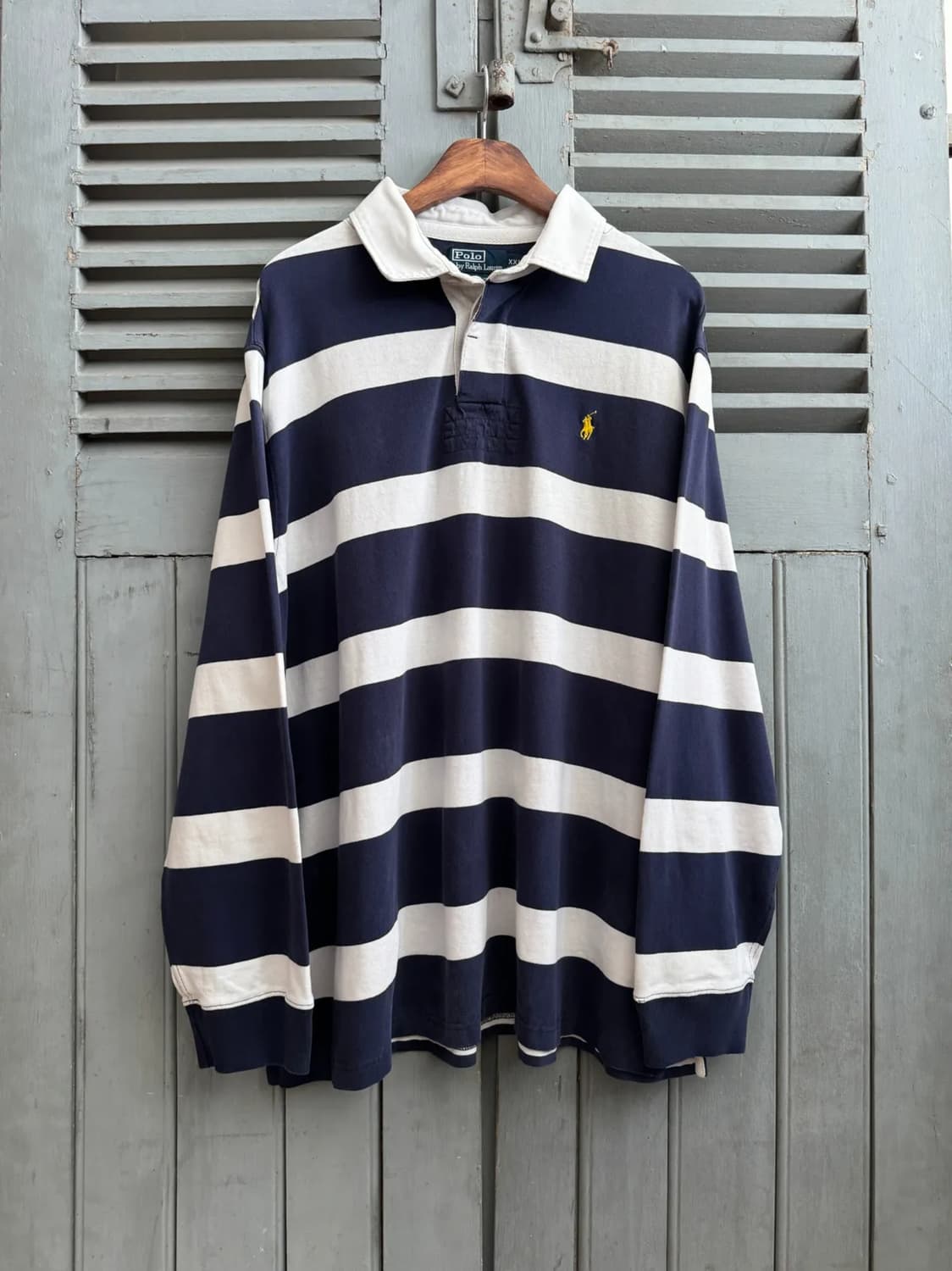 [2XL]폴로 랄프로렌 네이비 스트라이프 럭비 티셔츠 상품이미지1