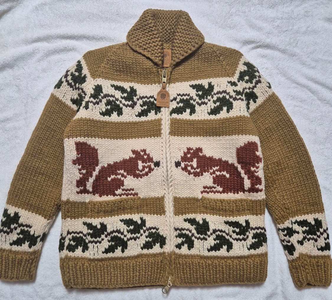 Canadian sweater 다람쥐 패턴 캐나다 코위찬 M 상품이미지1