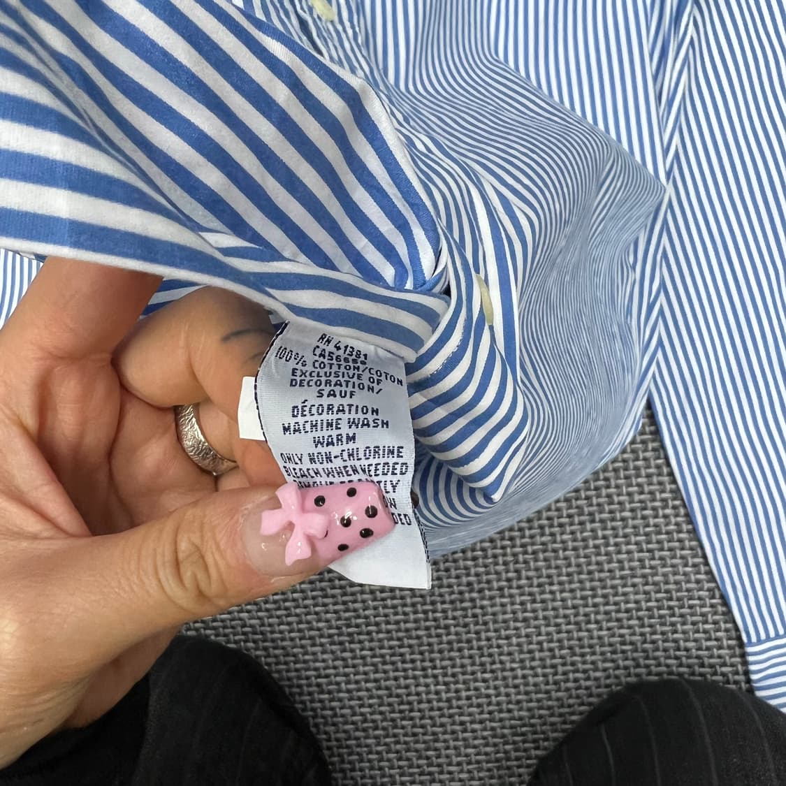 폴로 블루화이트 스트라이프 슬림핏 셔츠 상품이미지5