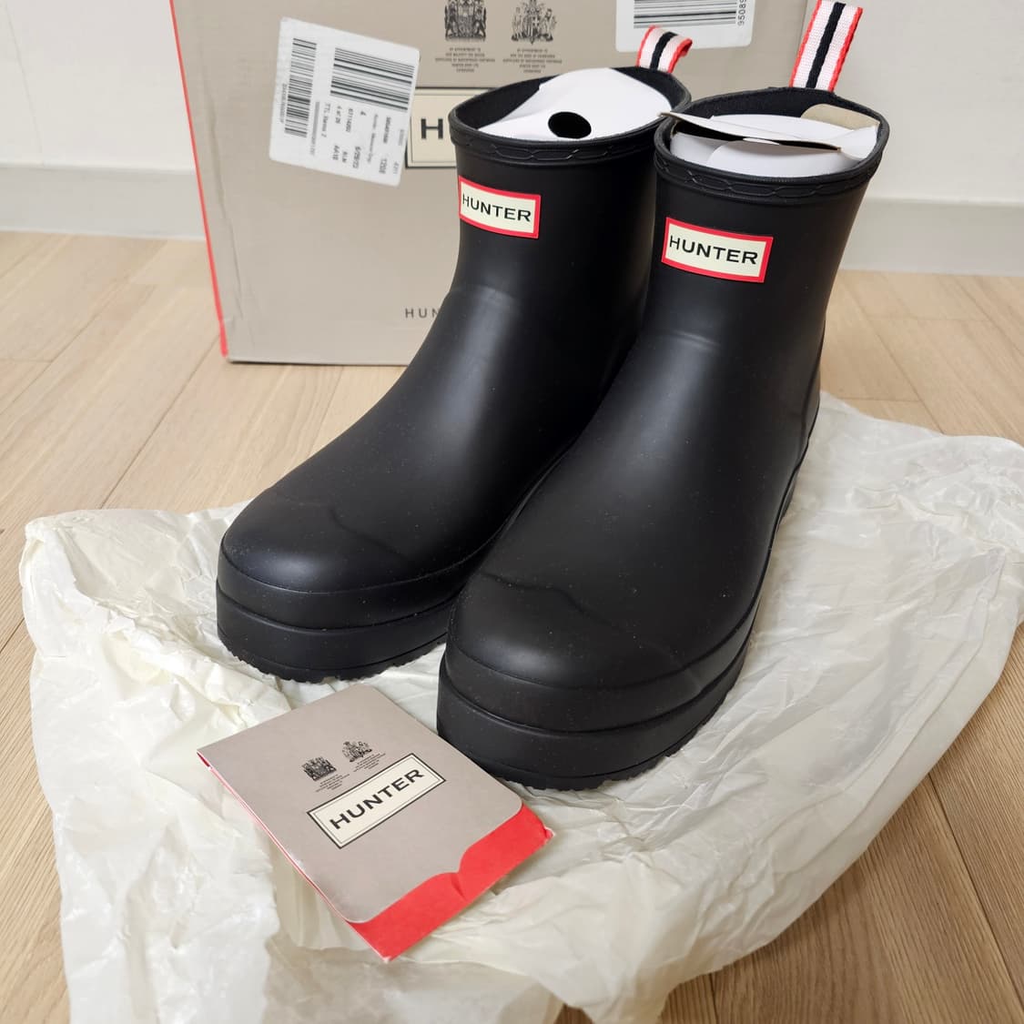280 새제품) 헌터 플레이 쇼트 레인 부츠 장화 방한화 블랙 상품이미지2