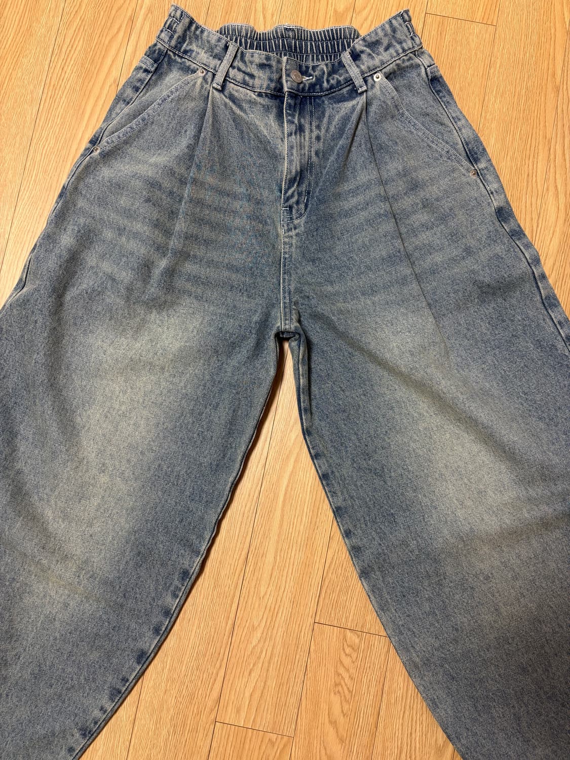 엑스톤즈 빅 와이드 벌룬 데님 팬츠 blue 상품이미지2