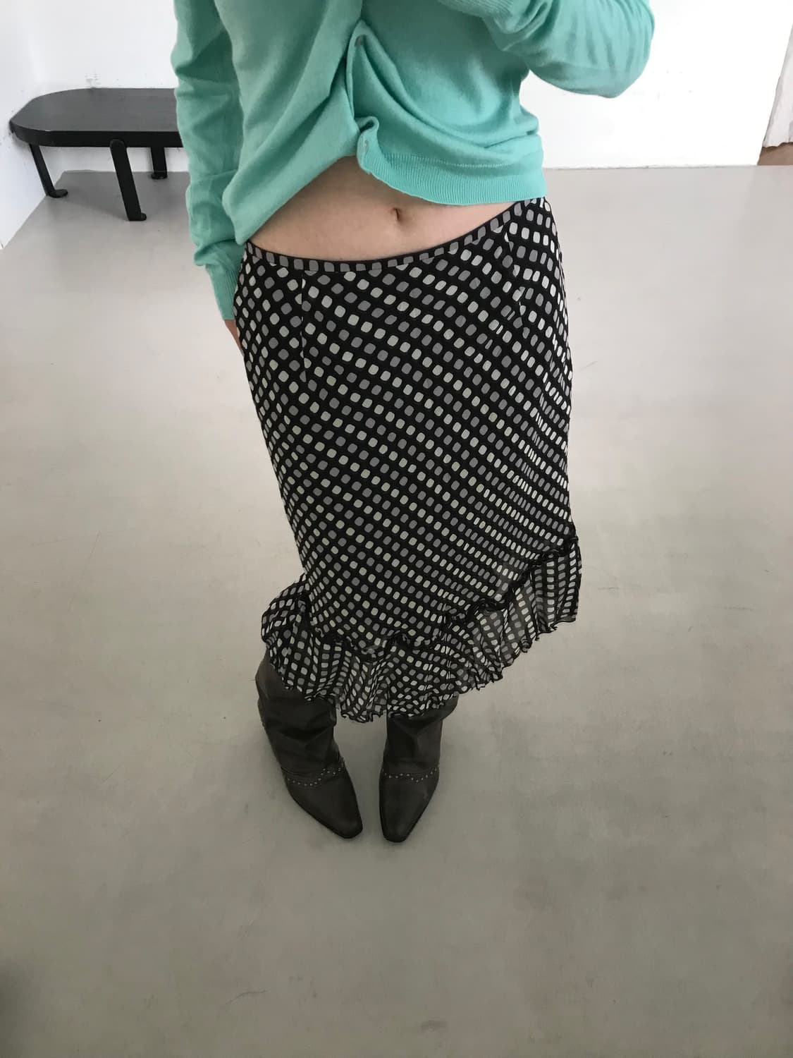vintage dot pattern skirt (28inch) 상품이미지2