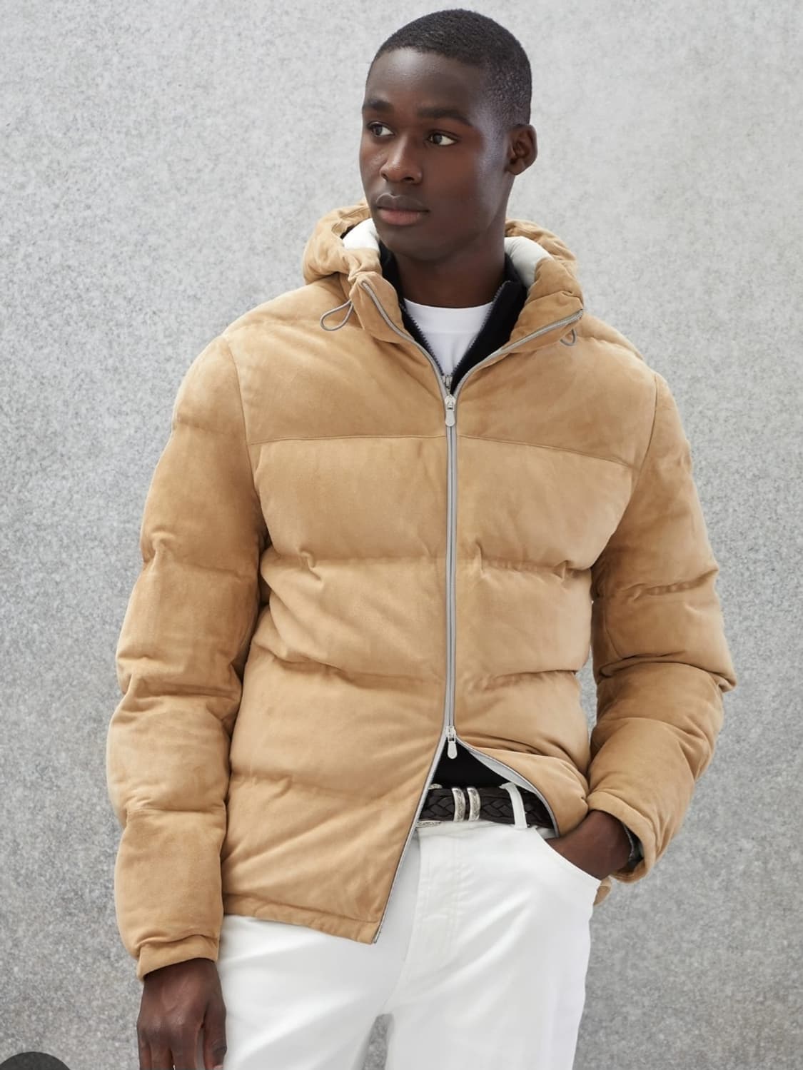 브루넬로 쿠치넬리 후디드 스웨이드 다운 신상 패딩 상품이미지1