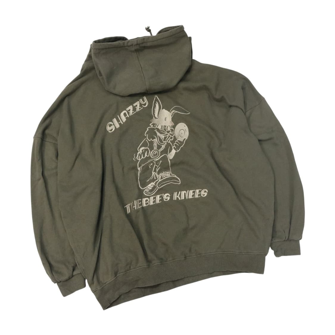 GYDA 제이다 백로고 토끼 자수 카키 오버핏 후드티 상품이미지1