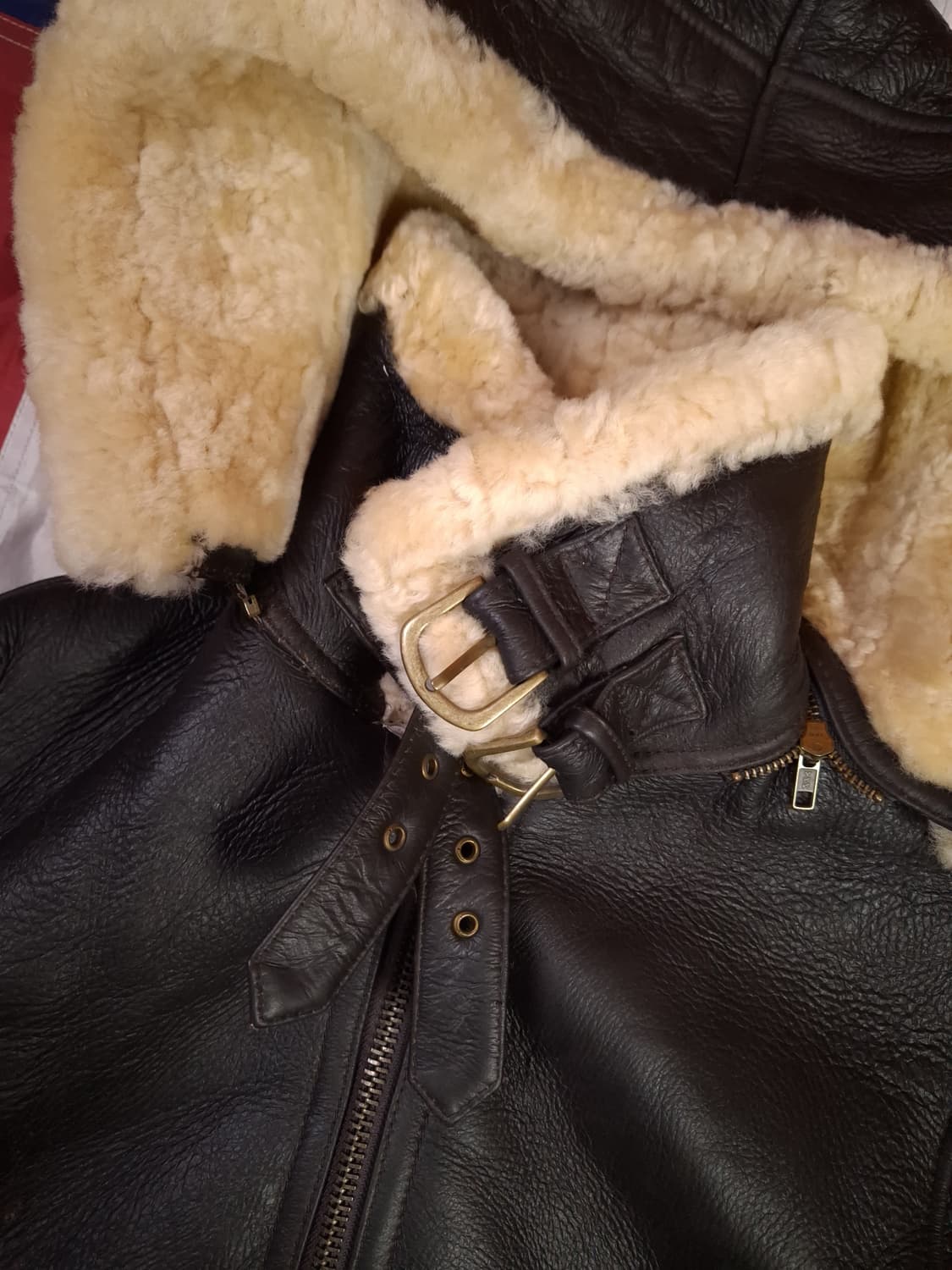 새제품급 미공군 B-3 TYPE 천연가죽 항공 폭격기 무스탕 상품이미지3