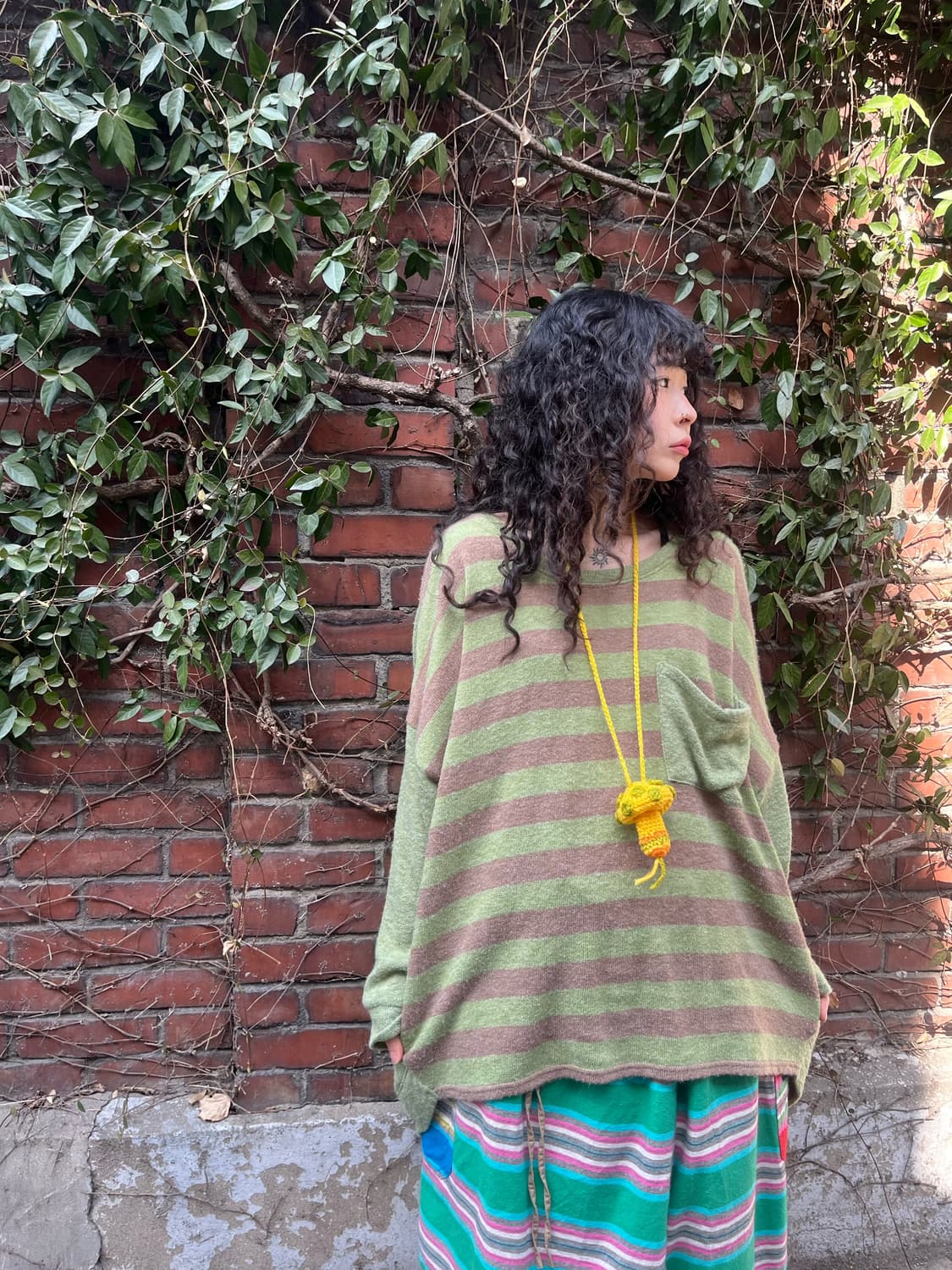 완두콩 그린 스트라이프 니트 상품이미지2