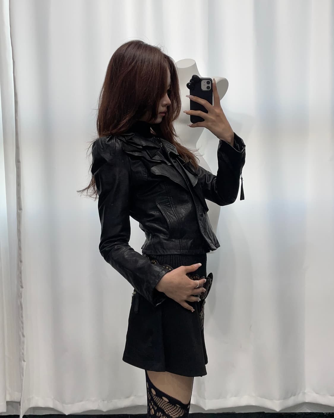 🎸프릴 디테일 블랙 레더 자켓🎸 상품이미지1