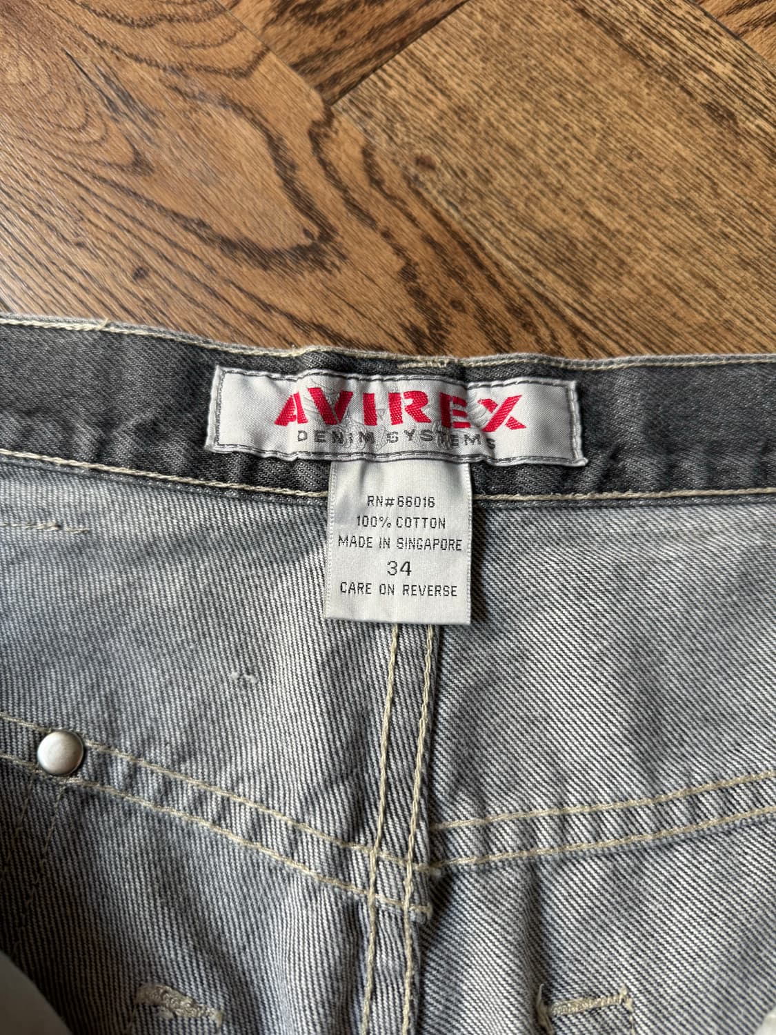 [34]00's AVIREX USA 아비렉스 올드스쿨 흑청 데님 팬츠 상품이미지7