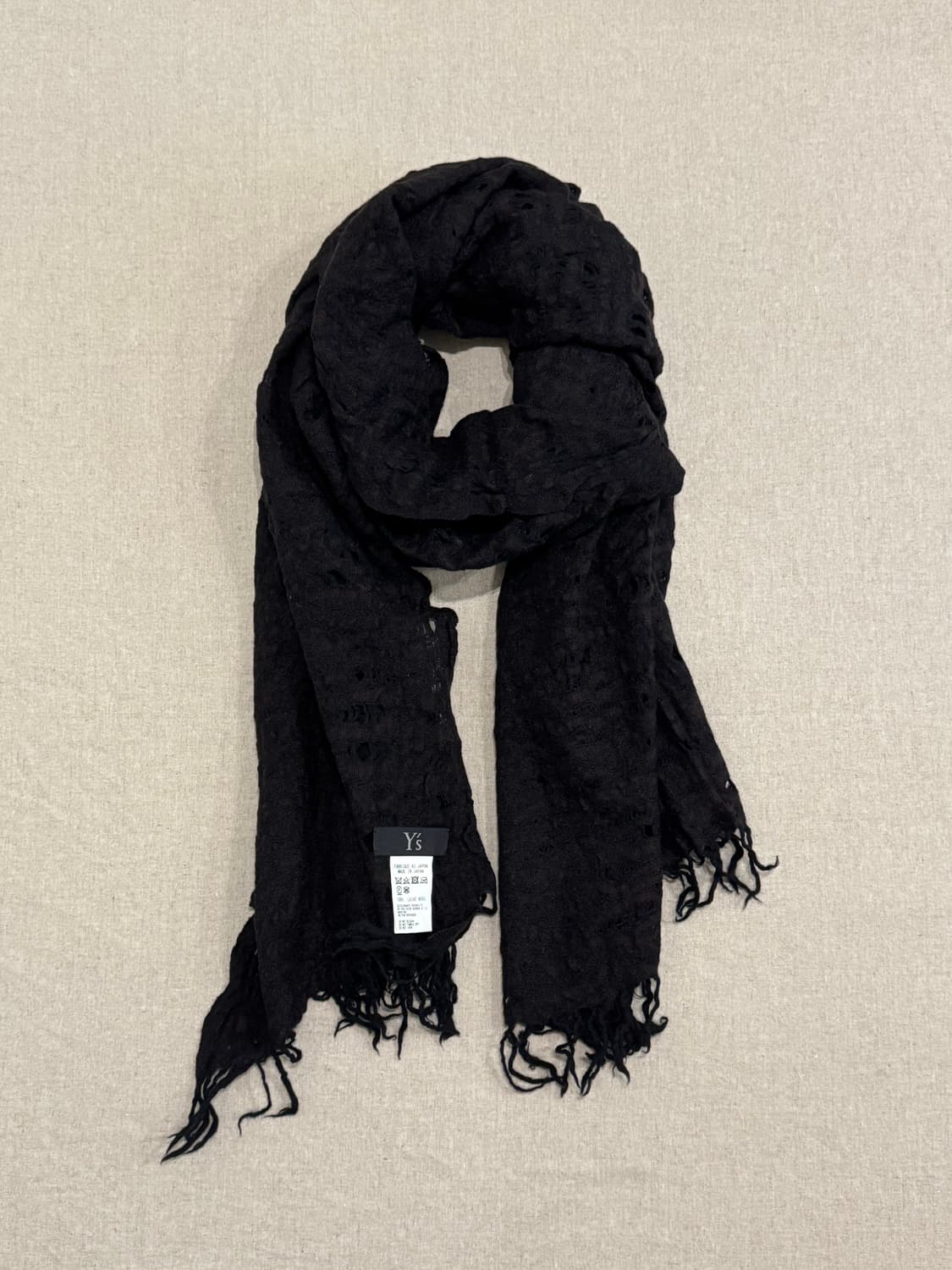 요지야마모토 디스트레스드 울 머플러 상품이미지5