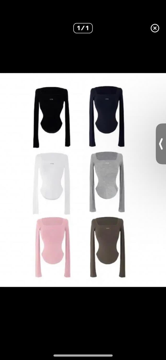 구해요))odor 오도어스퀘어넥 롱 슬리브 티셔츠 그레이 상품이미지1