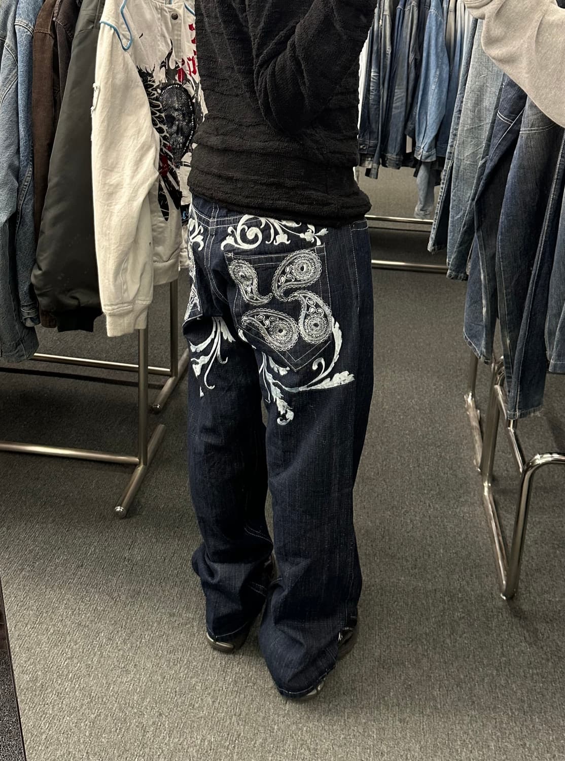 34)RED APE 빈티지 Y2K 포켓 페이즐리 자수 힙합팬츠 상품이미지1