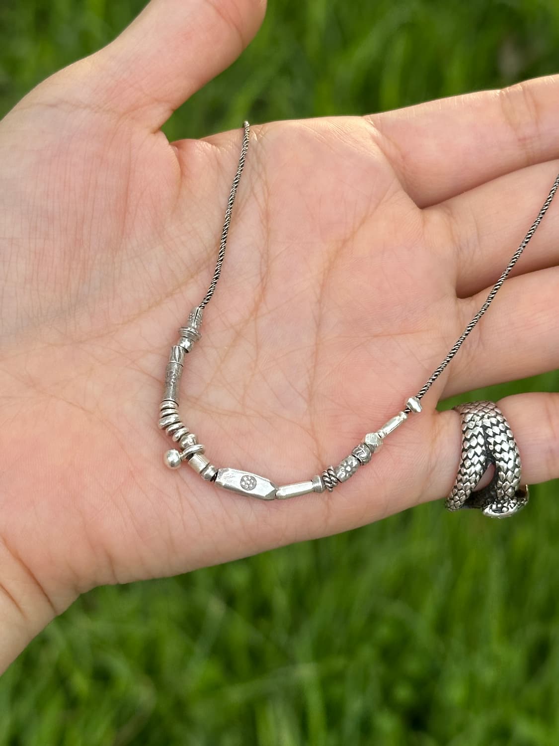 Musta karensilver mix necklace 상품이미지1