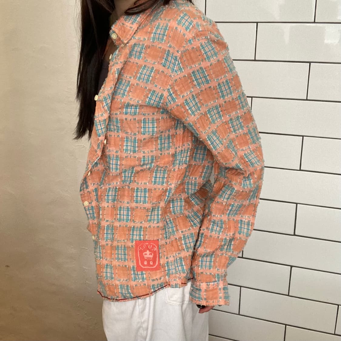 빈티지 디스트레스드 패치워크 셔츠 상품이미지4