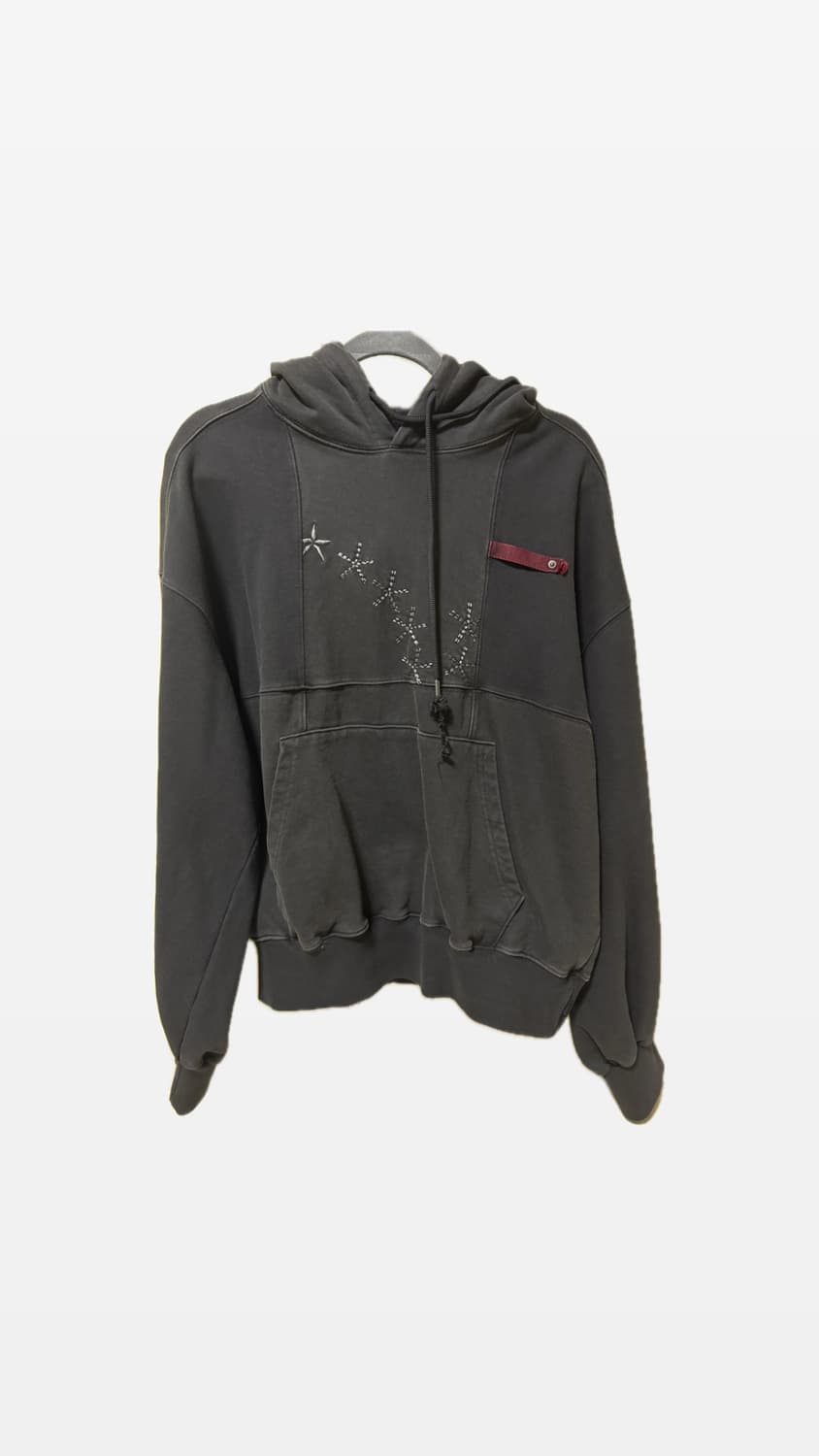 카락터 Grid hoodie / Washed black 후드티 상품이미지1