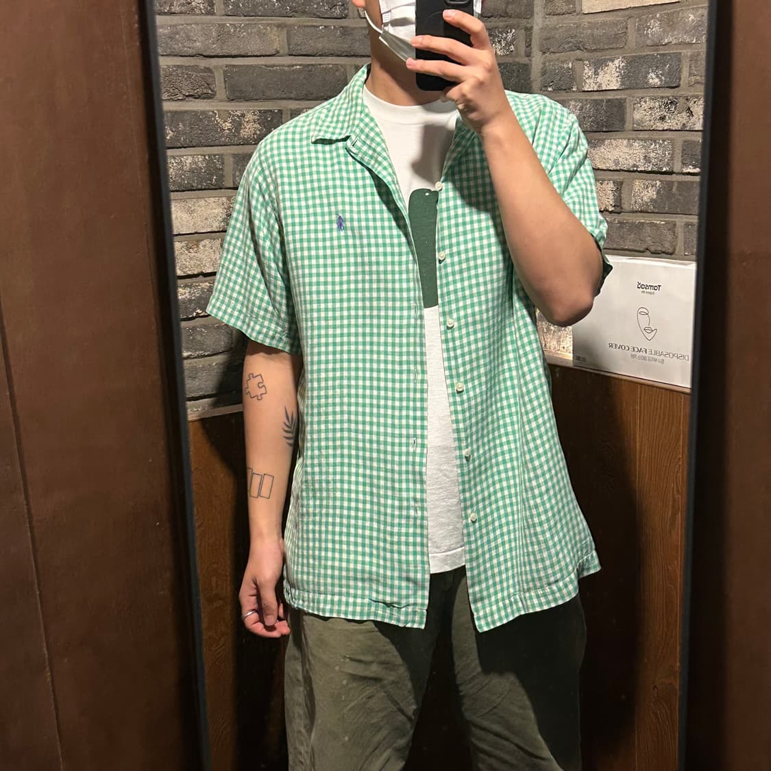 L) 폴로 랄프로렌 BOB CAMP 반팔 깅엄 체크 린넨 셔츠 상품이미지8